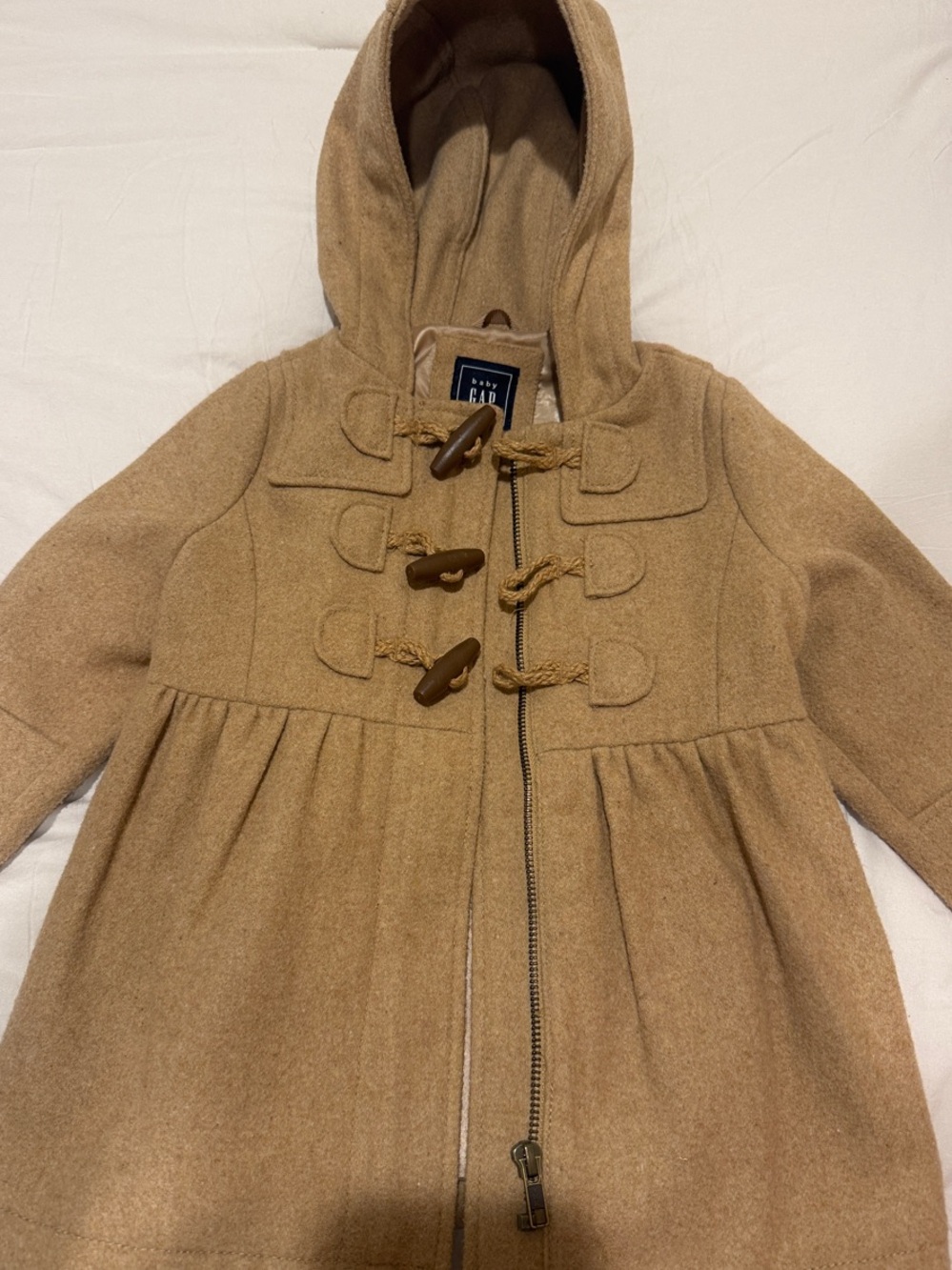 GAP Girls' Hooded Toggle Pea Coat in Camel 18-24months